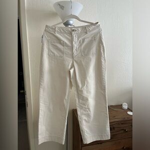 High Waisted Crop Chino Wide Leg Pants
